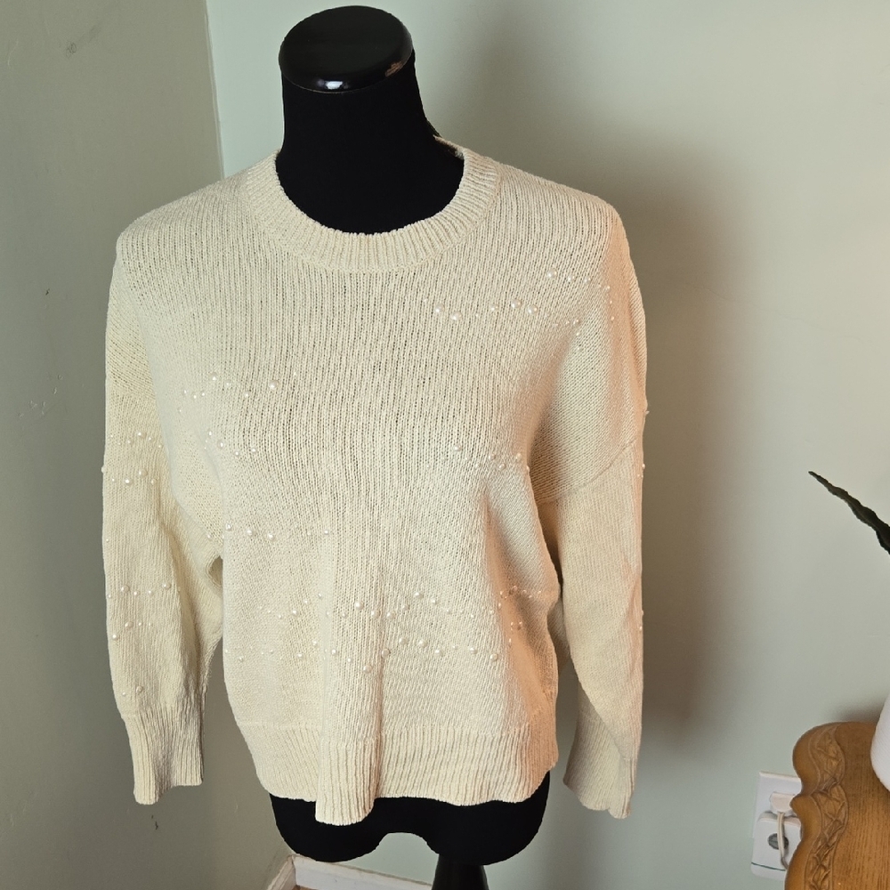 Nwt KENZO Paris Beaded Cream Sweater